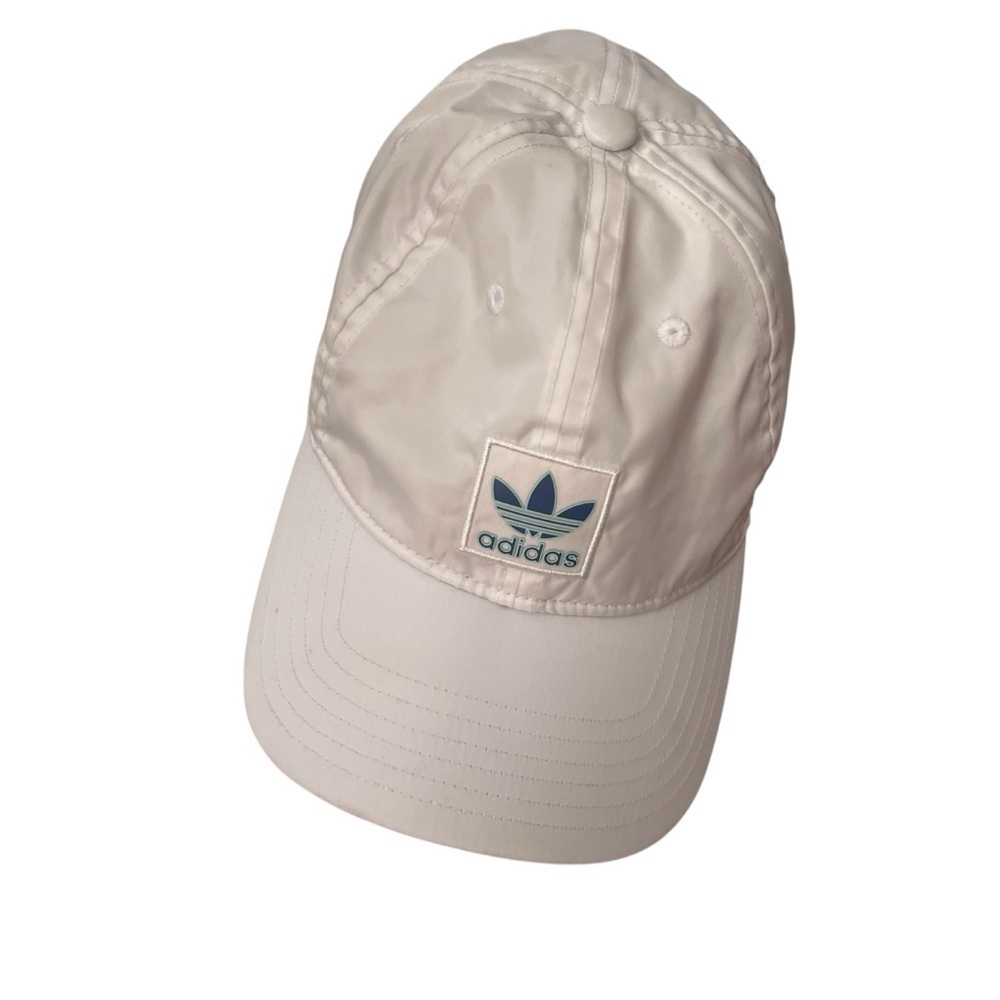 Adidas Classic White Nylon Logo Cap Turquoise Detail One Size Adjustable